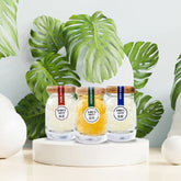 Mixed Flavor Lifestyle Supreme Bird’s Nest jars with leafy background.